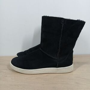 UGG Black Suede Shearling Lined Mid Calf Boots 1425